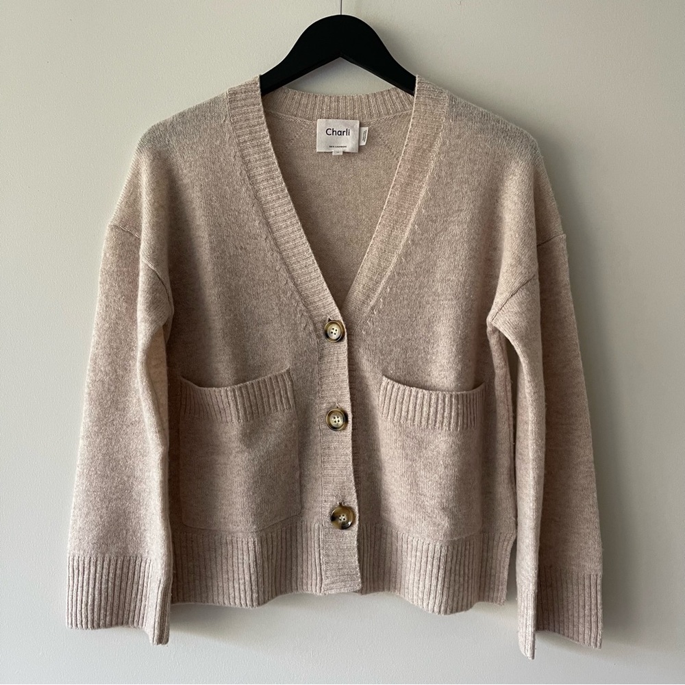 CHARI London Beige Women's Cashmere Cardigan